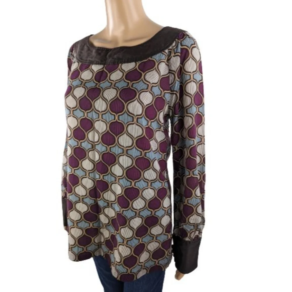 Tory Burch Long Sleeve Multi-Color Printed Top 10